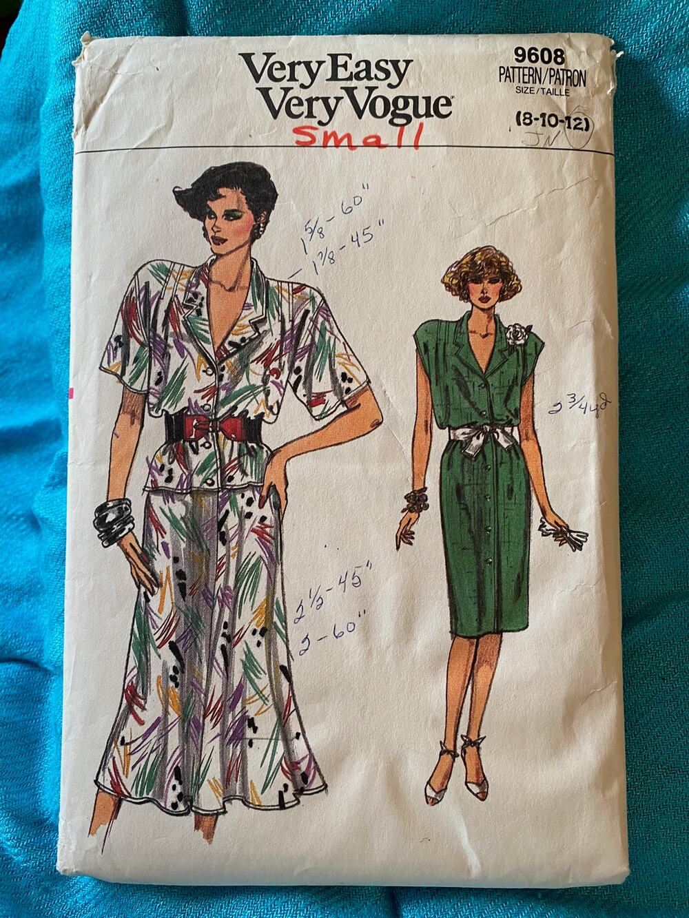 Vogue 9608 shirt dress pattern sz 8 10 12